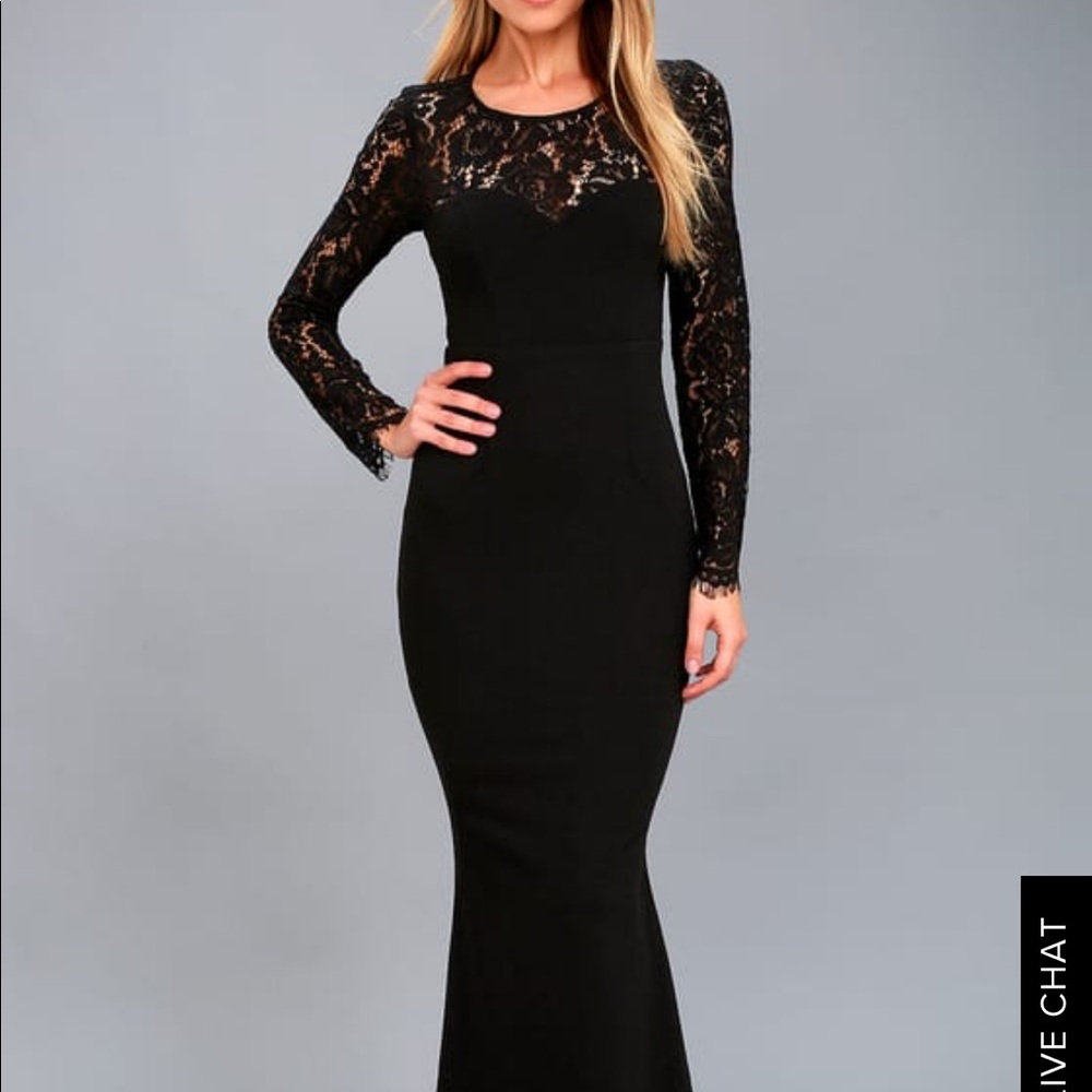 Black lace open back maxi dress - Picture 3 of 5